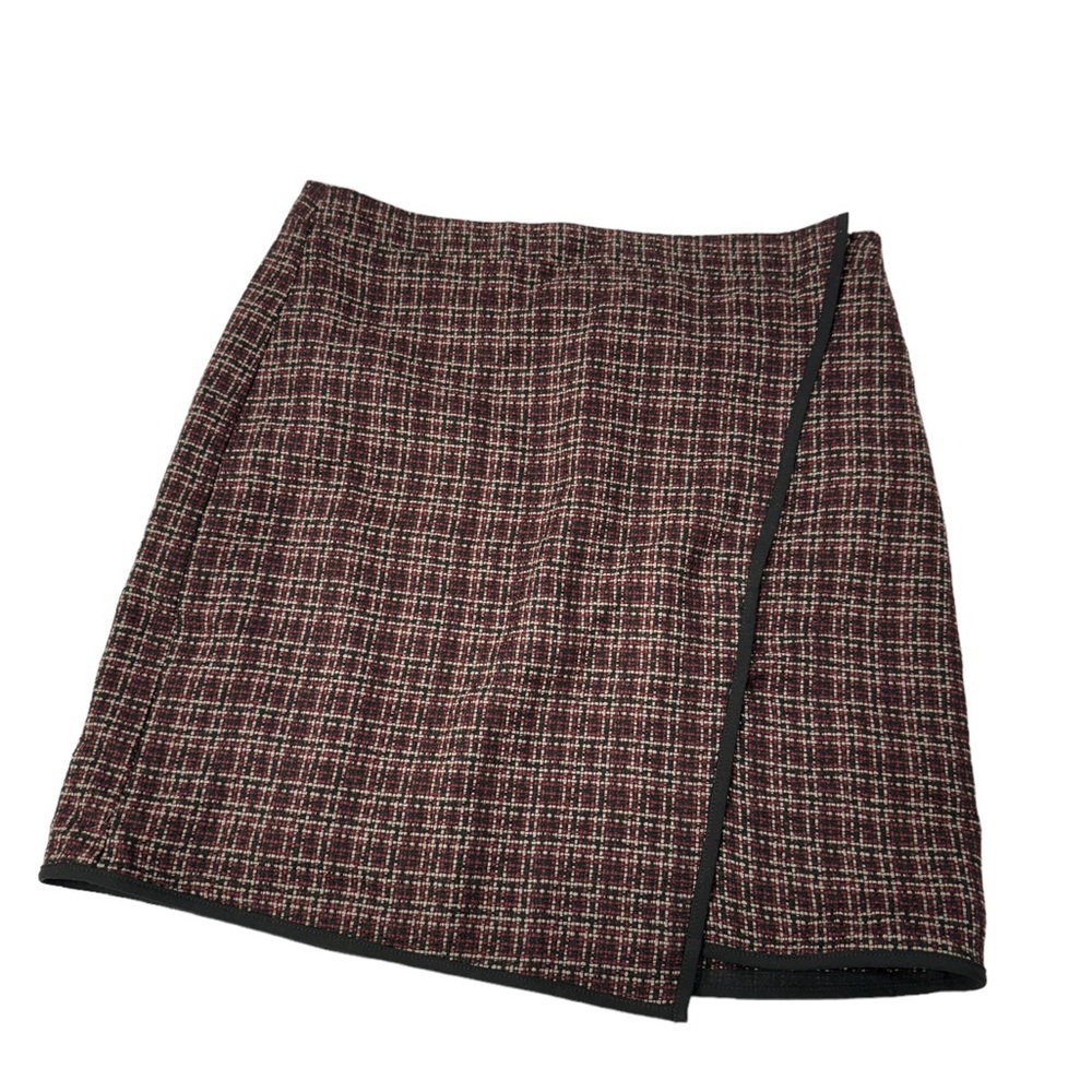Loft Ann Taylor Fringe Christmas Tweed Wrap Skirt size 6
